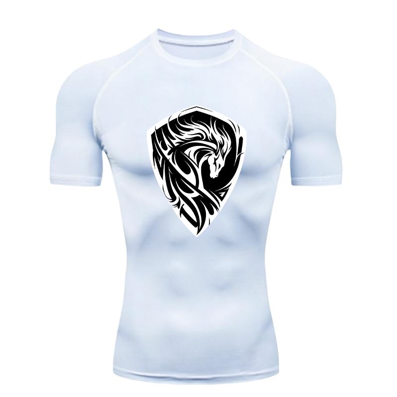 Horse Pattern  Men's Sports T-shirt Training Fitness Tops Quick Dry Short Sleeve T-Shirt Tees Workout T-Shirt Rashguard