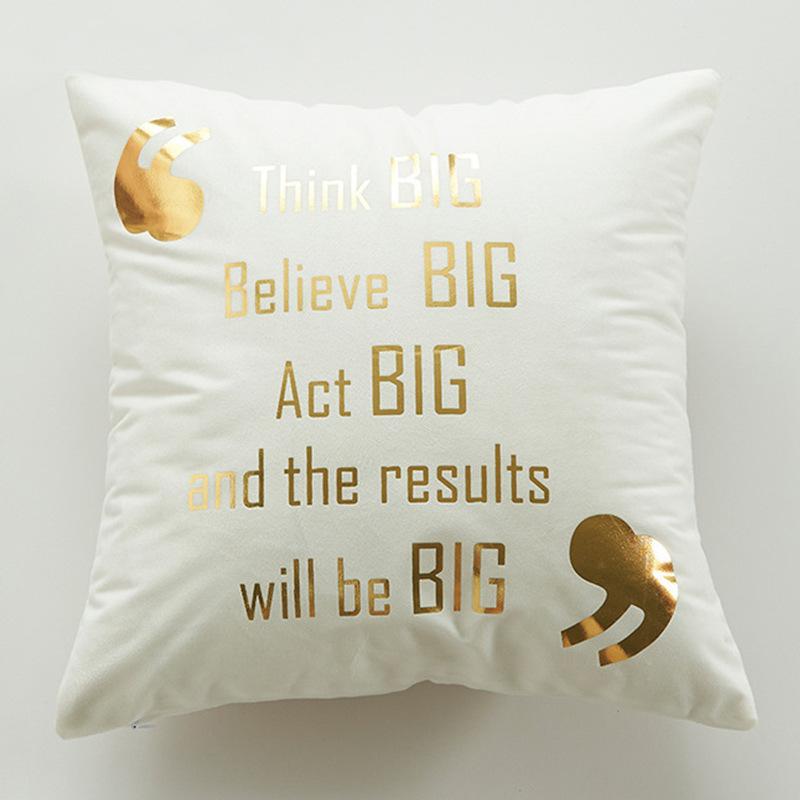 Home New Hot Stamping Motto Golden Pillow Valentine's Day Pillow Cushion Short Plush Pillow Case