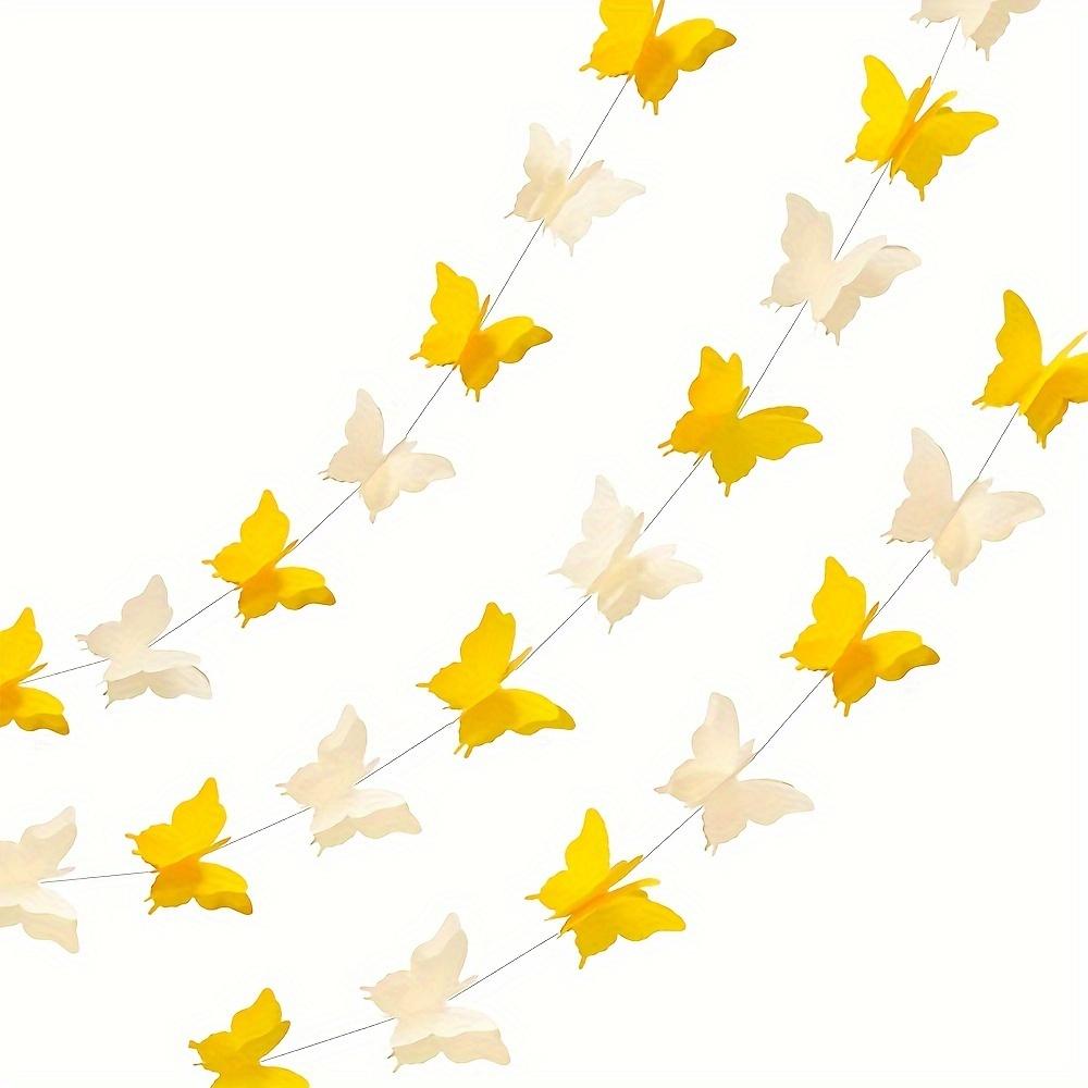 

18 шт. 3D Баннер с бабочками Декоративная бумажная гирлянда для свадьбы, детского праздника, дня рождения и тематического декора Подвесная гирлянда Бумага жёлтый