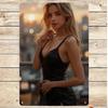 Tin Signs Metal Wall Decor D Flat Retro Female Figure Art for Living Room Pub