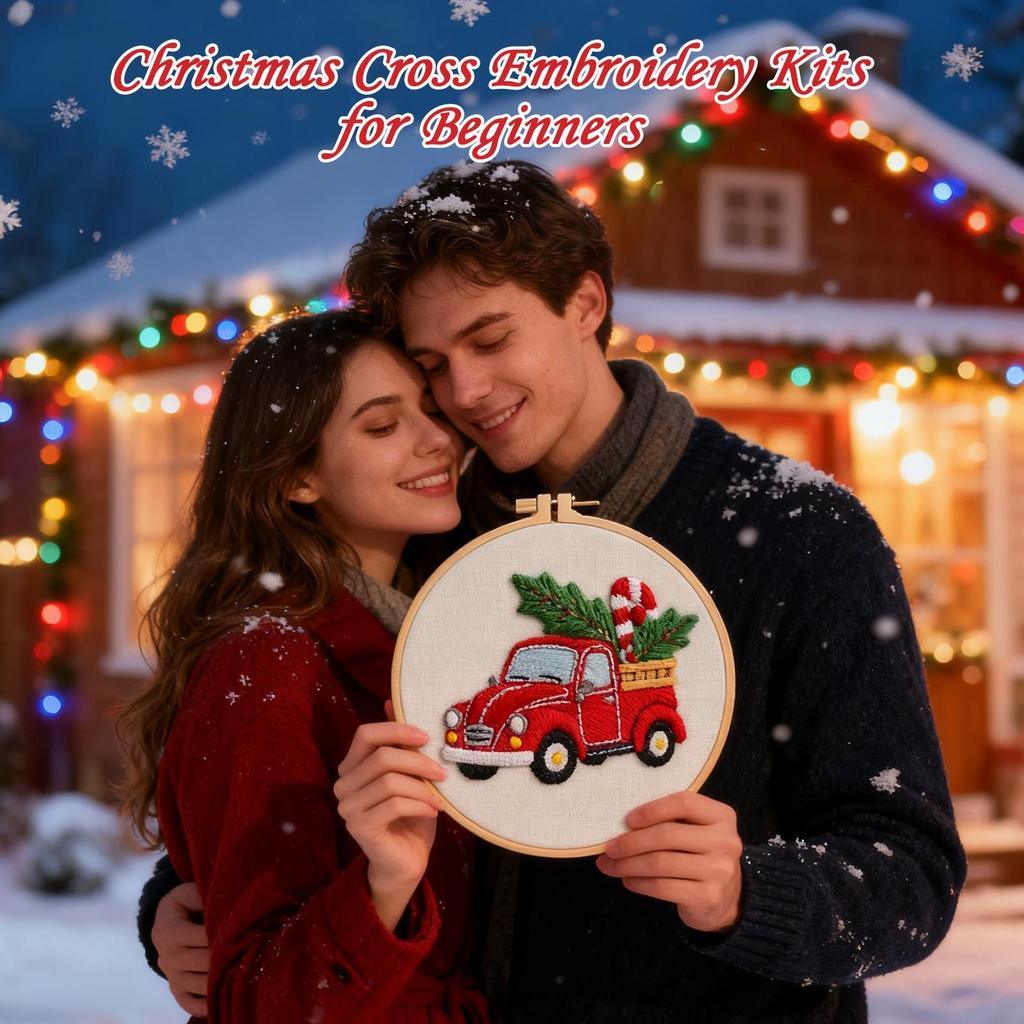 Embroidery Christmas Ornament Kits Festive Complete Craft Supplies Christmas Needlework Craft Ornament Set For Women Girls Mom