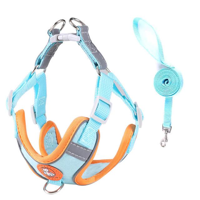 Reflective Dog Harness Leash Set Nylon Adjustable Pet Harness Outdoor Walking Breathable Pet Chest Vest Leash Dog Accessories