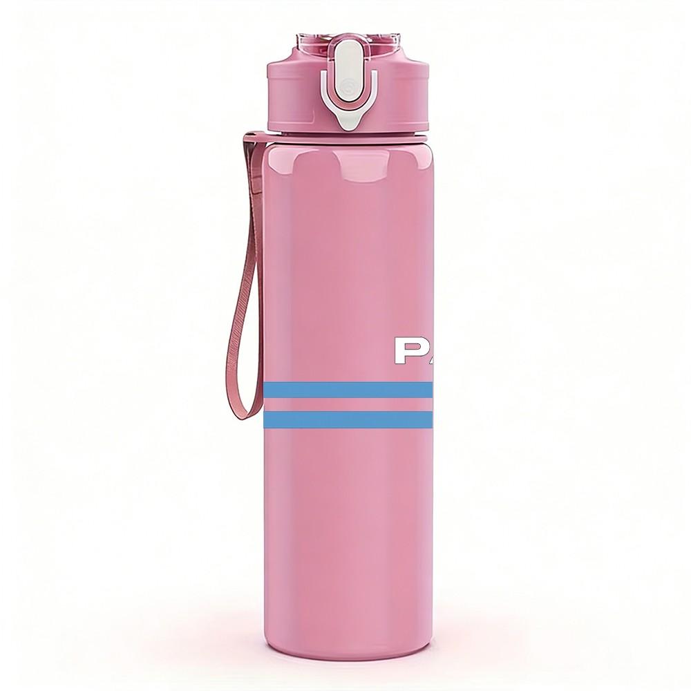 1PC Simple Horizontal Line Stripe 750ml Color Plastic Sports Water Bottle Leakproof Flip Straw Lid Suitable for Sports Office Home Use
