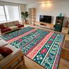 Retro Ethnic Geometry Dark toned Fluffy Carpet Decoration Bedroom Living Room Non-slip Soft Rug Large Area Easy Clean Floor Mats