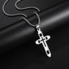 Hollow Out Double Cross Pendant Necklace For Men Trendy Titanium Steel European And American  Student