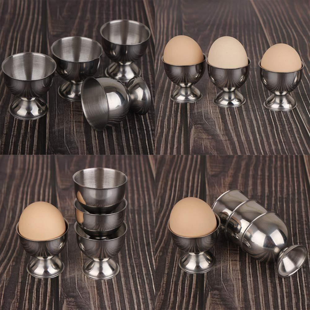 4Pcs Rustless Steel Egg Cup Cylindrical Egg Serving Tray Mini Shot Glass Kitchen Table