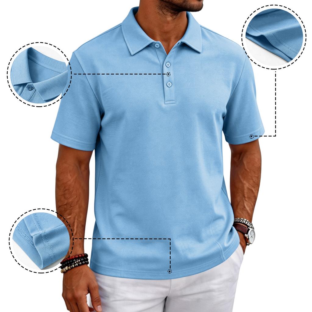 Men’s Casual Polo Shirt Short Sleeve Breathable Classic Fit Top for Everyday Outdoor Wear mens polo shirts short sleeve golf polos for men