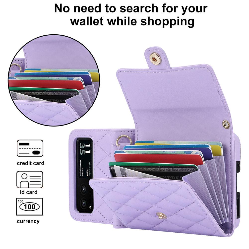 Brieftasche Kreditkartenhalter Leder Umhängetasche für Motorola MOTO Razr 40 Razr 40 Ultra Langes Schlüsselband Rückseite