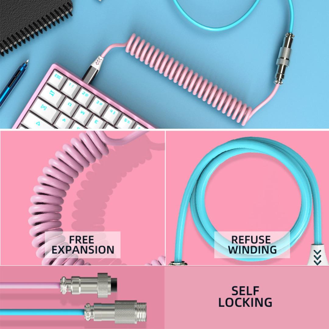 

Lvye Механическая клавиатура Кабель Aviator Type-C к USB-металлическому разъему Пружинная спиральная проволока