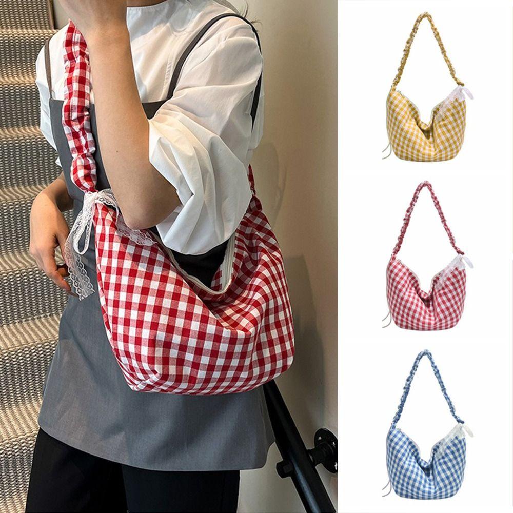 Korean Hobos Shoulder Bag Plaid Handbags Fashion Crossbody Bag  Female