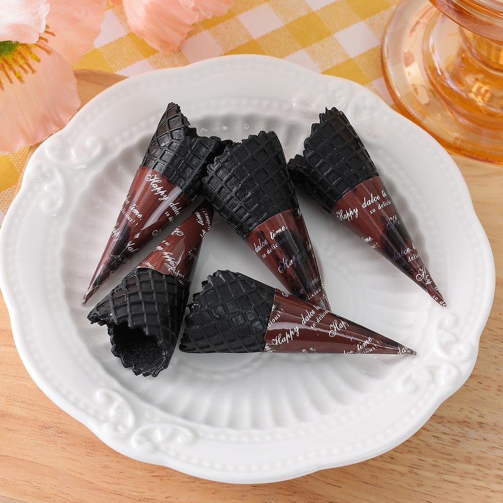 Dollhouse Miniature Simulation Ice Cream Model Fake Crispy Cone Dolls House Creative DIY Play Food Accessories Toys 5pc/lot