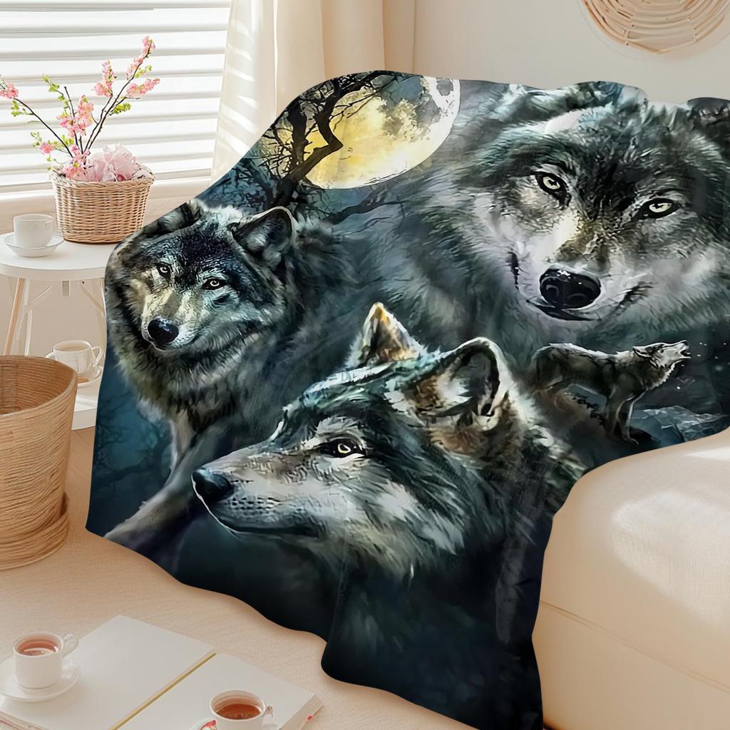 Wolf Digital Printed Blanket Sofa Blanket Bed Soft Thermal Blanket Flannel Blanket Birthday Gift Blanket