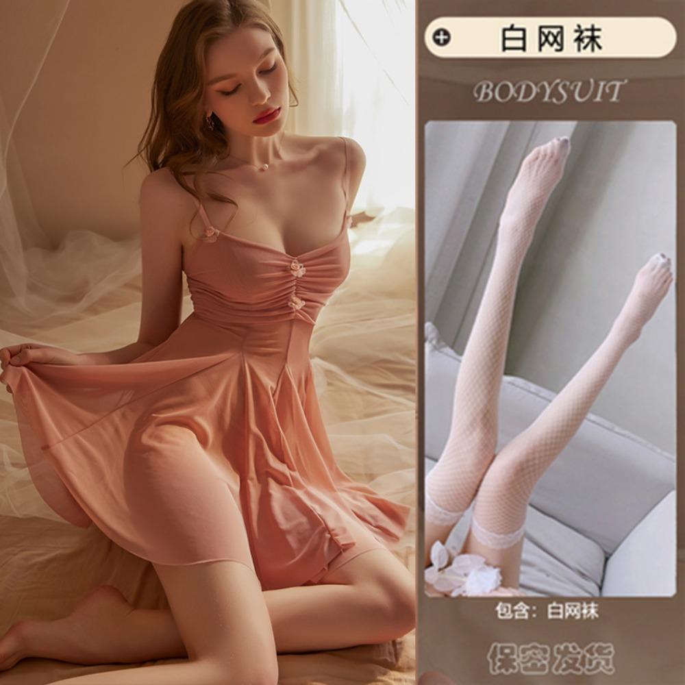 Sexy Übergrößen Verführung Hausunterwäsche Bett Nachthemd Transparenter Strumpfhalterrock Spitze Pyjama Reine Begierde Trenchcoat Anzug