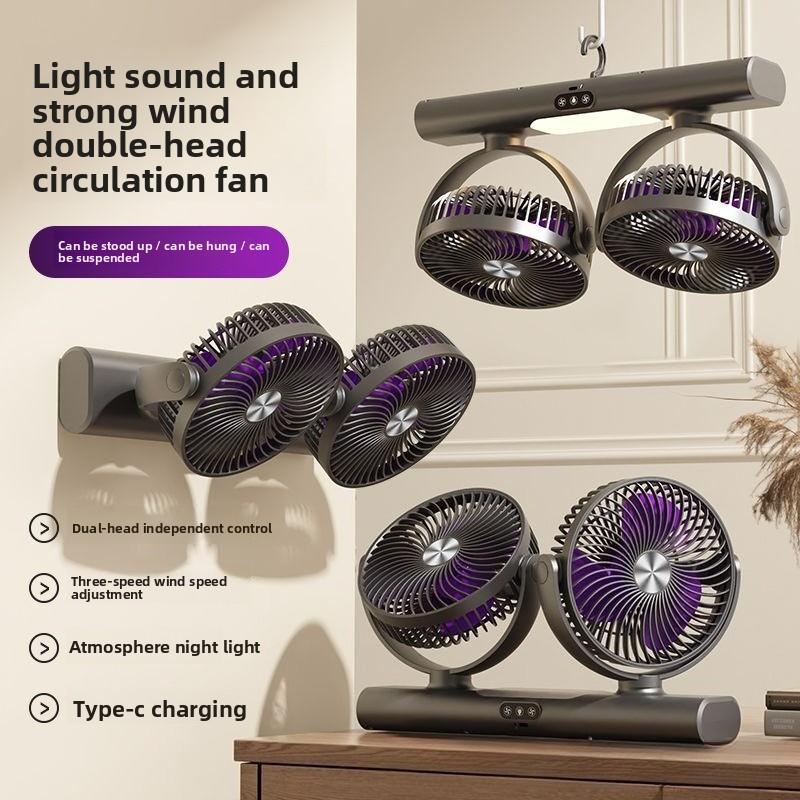 Desktop fan Car vertical hanging Adjustable multi-function double head fan Summer household fan