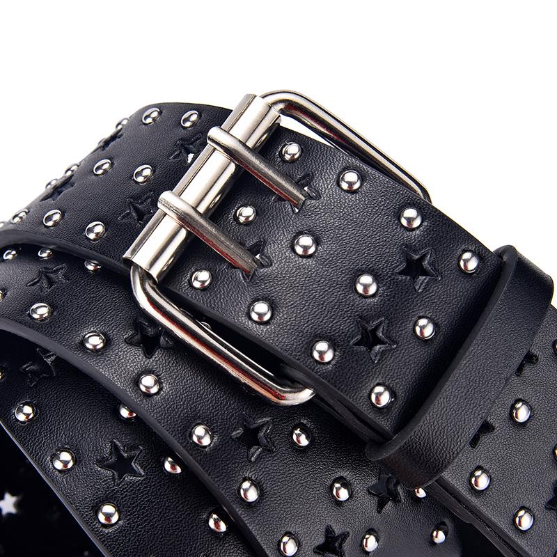 Cintura da Donna Star Hollow Moda Fibbia ad Ago Doppia Fila Cintura da Donna da Abbinare ai Jeans Cintura da Uomo Stile Rock Punk Y2K