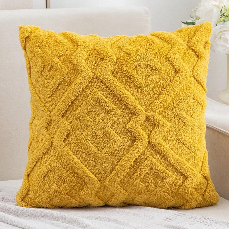 Modern Simple Pillow Cover Knitted Plush Pillow Cover Core-Free Office Sofa Waist Pillow Bed Head Cushion Premium