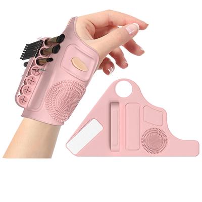 Soft Silicone Makeup Tool Adjustable Makeup Brush Accessories Makeup Palette Wrist Strap Color Palette with Storage