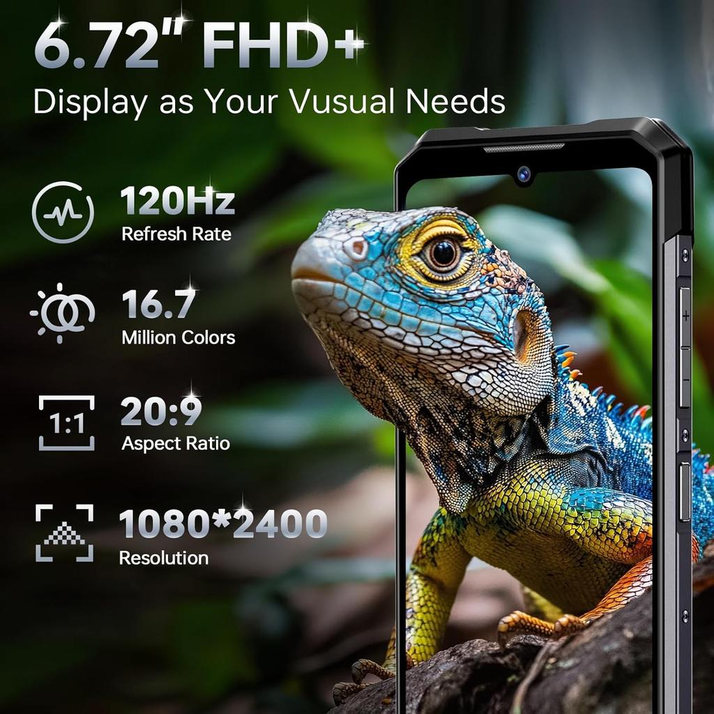 Doogee S200 5G Handy 32GB RAM + 256GB ROM 6,72" 120Hz 10100mAh Akku 100MP KI Hauptkamera Android 14