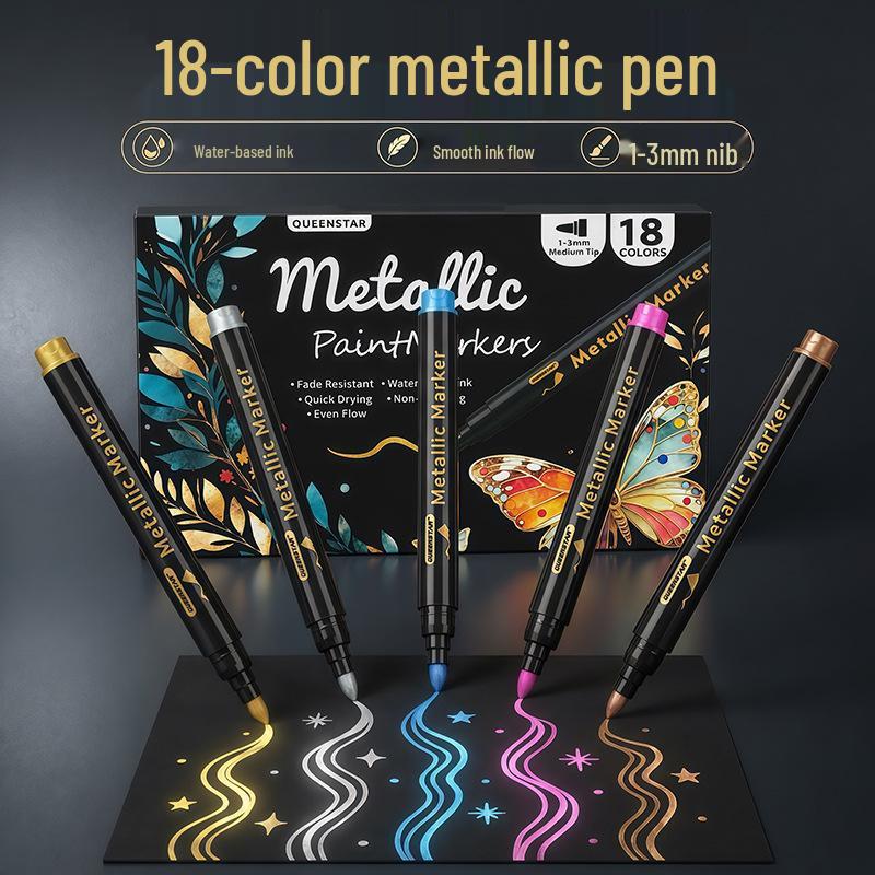 Cross Metal Marker Set: 18 Water-Based Paint Pens for Waterproof Outdoor Metal Touch-Ups