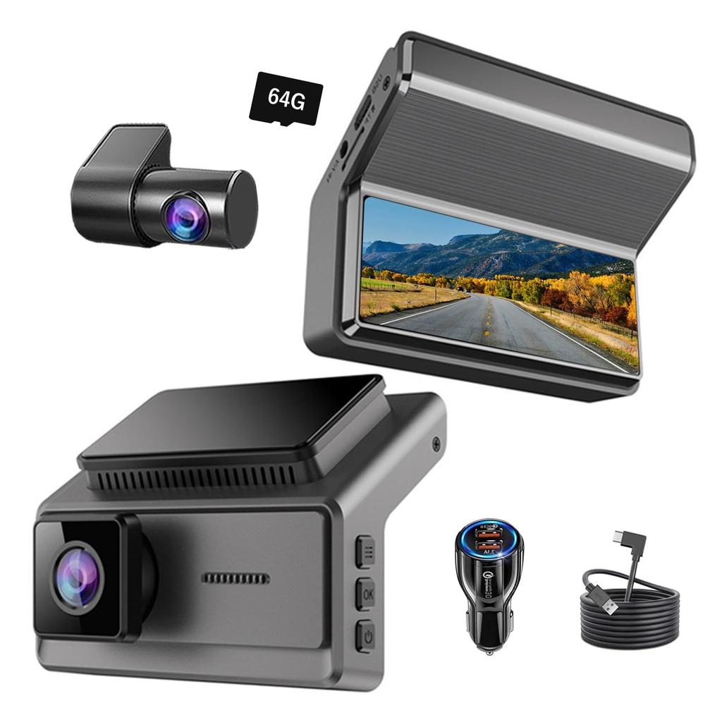 NISEKO Dash Camera, Front and Rear Camera, Up and Down Movable Front & Rear