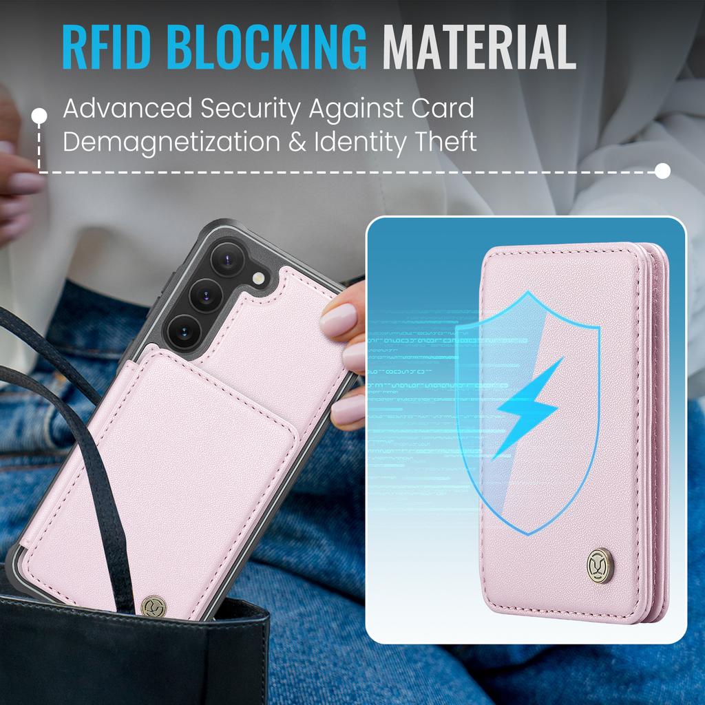 JEEHOOD J05 For Samsung Galaxy S23 Case Leather Mobile Cover with Detachable Magnetic Card Bag