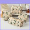 Large Capacity Canvas Makeup Bag With Embroidered Daisies For Daily Use And Travel