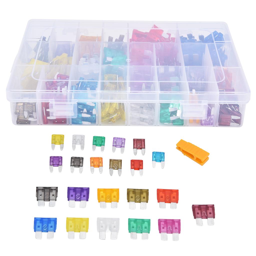 300Pcs Car Fuse Blade Small Medium Quick Fusing 2A‑40A Assortment Set Kit for Protection