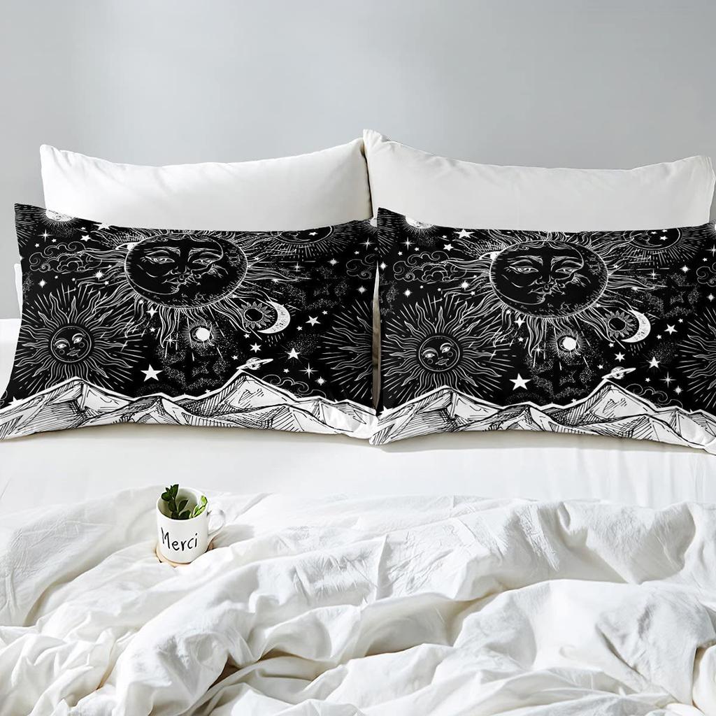 Galaxy Mountains Three-Piece Quilt Set Digital Printed Bedding Set Bohemian Bed Cover