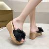 Fashion Women Wedge Slippers New Summer Beach Shoes Platform Appliques Butterfly-Knot Female High Heel Sandals Outdoor Clog Slides