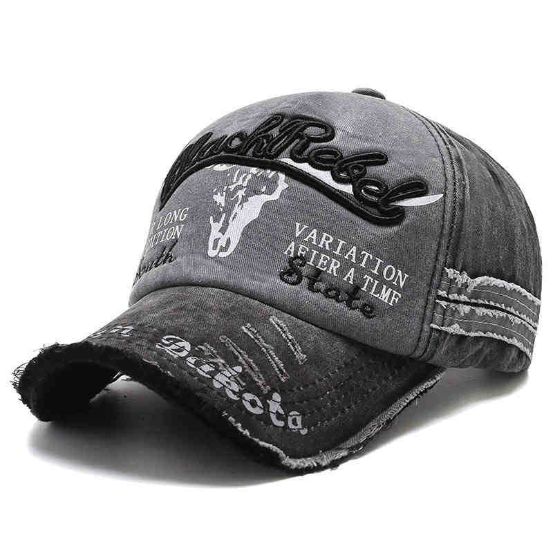 Bull Head Hat Men's Embroidery Letters Retro Washed Baseball Cap Old Korean Version Fashion Cap Classic Versatile Comfortable