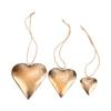 3 Pcs Vintage Heart Ornaments 3D Metal Decorative Bells Hanging Decoration for Home Living Room Garden