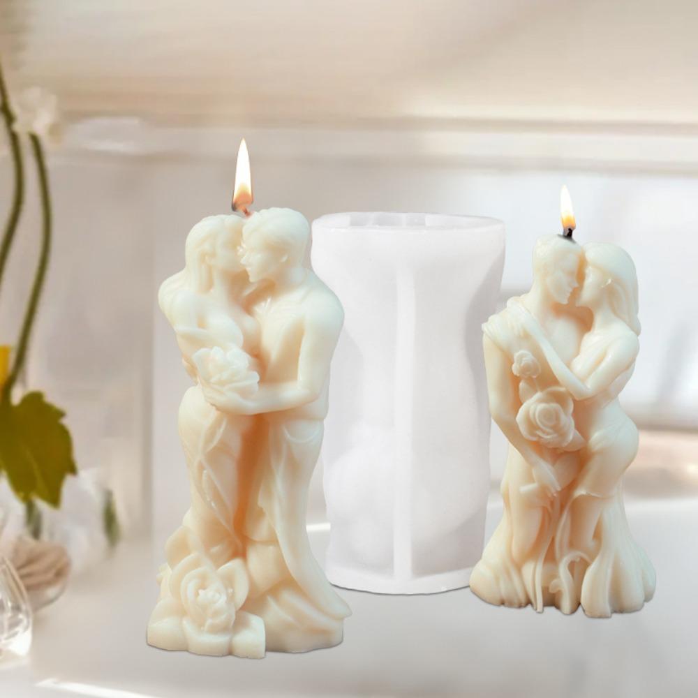 Reusable Couple Aromatherapy Candle Mold Silicone Ornaments Mold Plaster Mold  Valentine's Day Gift