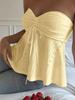 Sexy Lace Ruched Crop Top Summer Vacation Style Women's Clothing