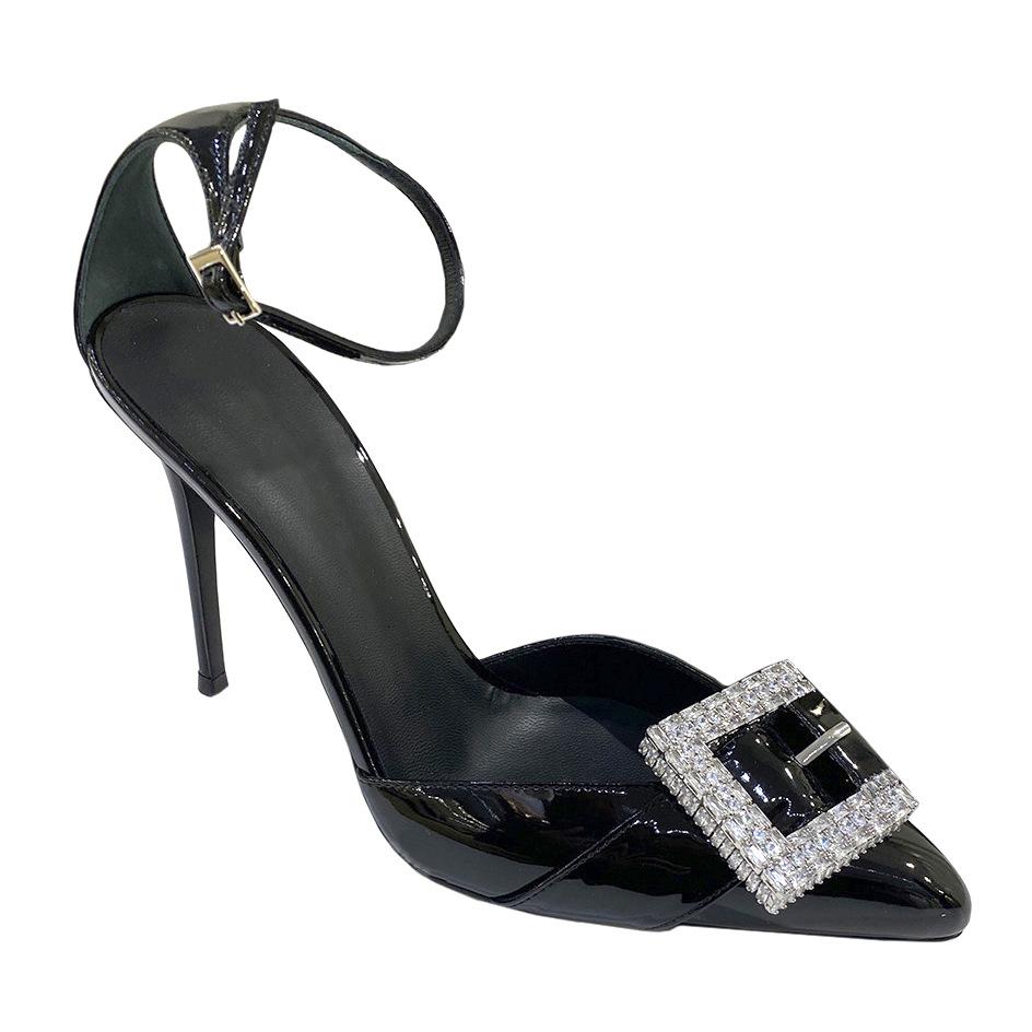 Fashion Fashion Word Belt After The Empty Single Shoes Bao Toe Sandals 2025 Spring New Square Buckle Pointed High Heels For Women Stilet
