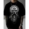 European Size Big & Tall T-shirt, with Skull with Beard And Celtic Design Print, Soft and Comfortable, Perfect for All Seasons