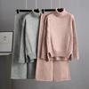 Autumn and Winter New Sweater 2piece Set for Women Lazy Style Loose High-neck Suit for Women Fashionable Casual Wide-leg Pants