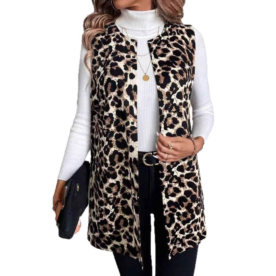 2025 European and American Autumn/Winter Women's Casual Leopard Print Coat - New Fashion
