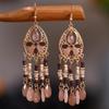 Bohemian Crystal Tassel Earrings - Ethnic Style, Slim Face, Exaggerated Design for Travel