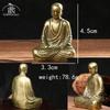 Antique Brass Buddha Statue Mini Portable Brass Bodhisattva Sculpture Ornaments Home Feng Shui Decor Office Desk Decorations