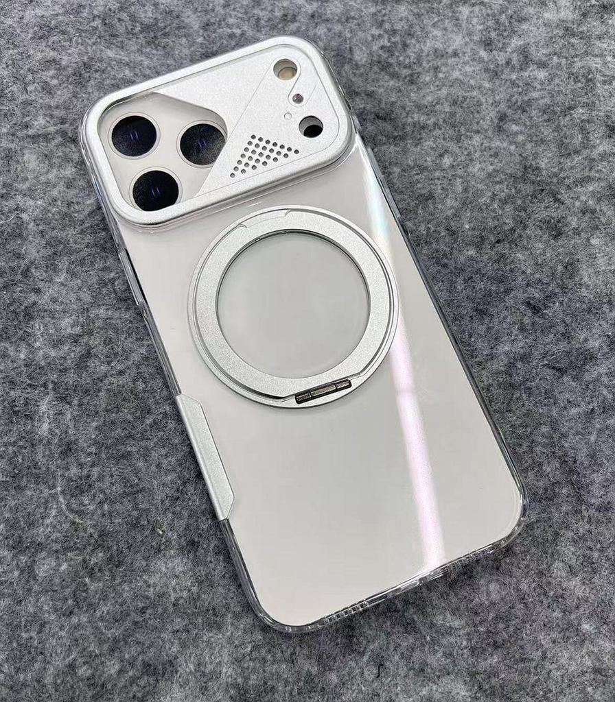 360° Rotating Magnetic Stand Case with Metal Lens for iPhone 17 Pro Max