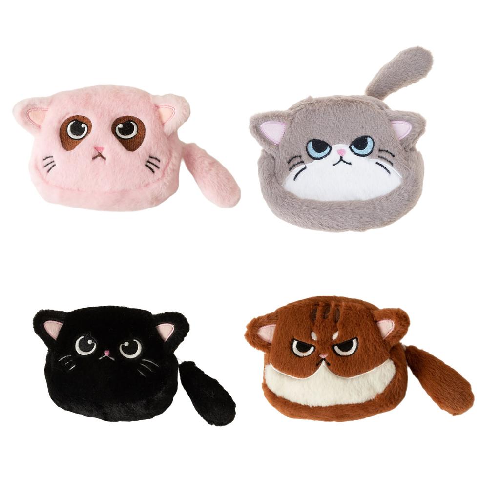 Cat Shaped Coin Purse Plush Coin Pouch Cute Wallet with Zipper Small Change Purse for Women Portable Cosmetic Bags
