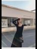 2024 Women's French Square Neck Long Sleeve A-Line Dress - Spring/Autumn Waist-Slimming Maxi