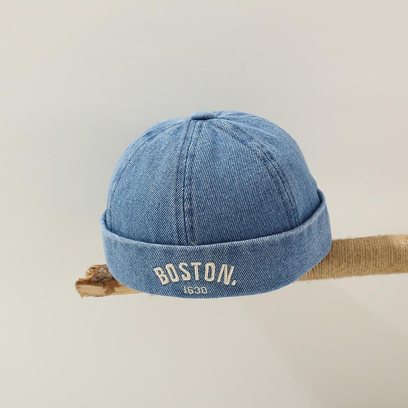 

Синяя джинсовая шапка-дыня, детская шапка-купол без полей, детская шапка-бини на шнурке, модная детская шапка-шляпка в стиле хип-хоп, кепки-докеры синий