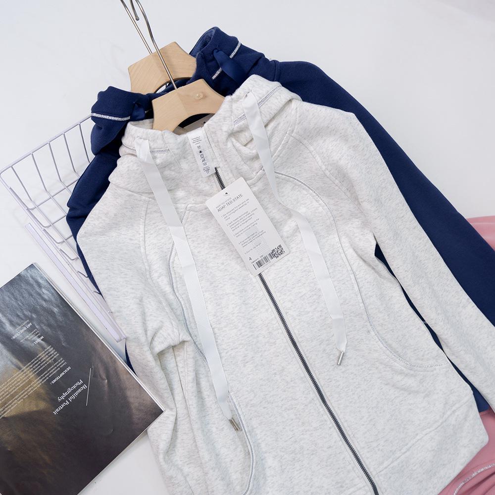 Dámská mikina s kapucí na jógu Slim Fit Plus Velvet pro podzim a zimu