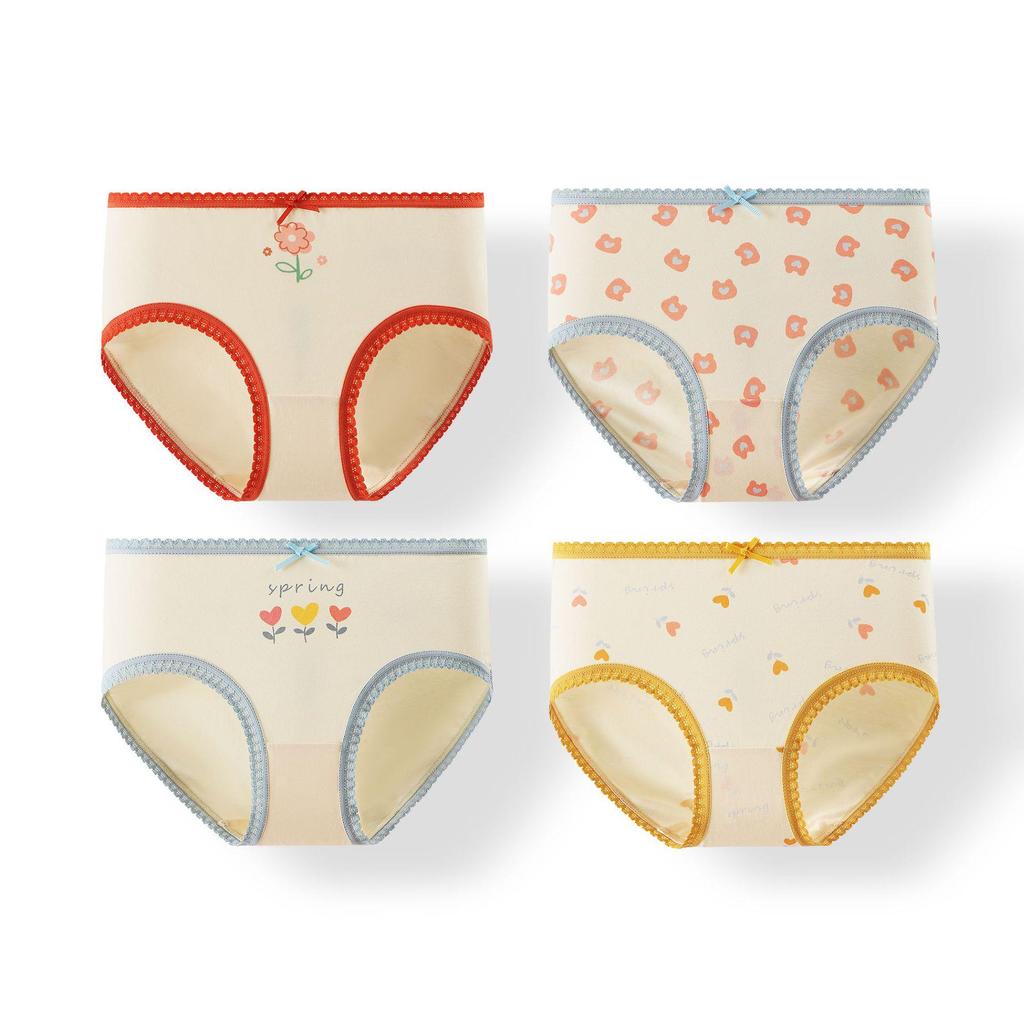 Baby Girls' Cute Cartoon Print Cotton Underpants - Breathable Bow Design for Infants and Toddlers
