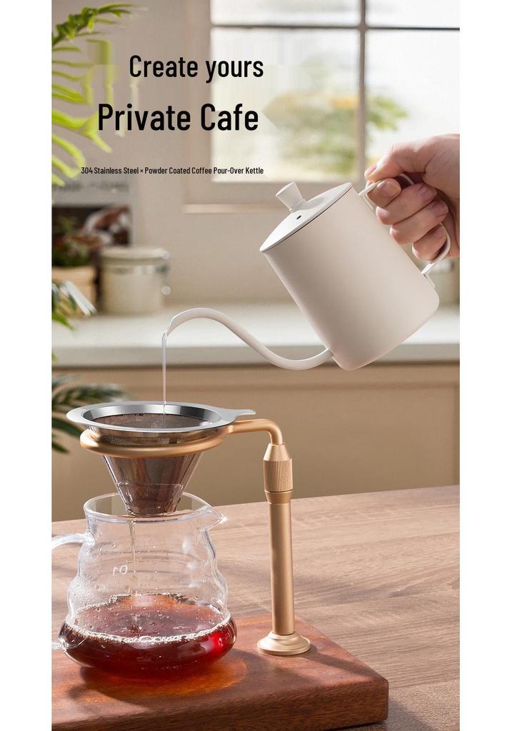 Cafetera Portátil de Acero Inoxidable 304 de Boca Estrecha con Pico Largo para Control Pour-Over