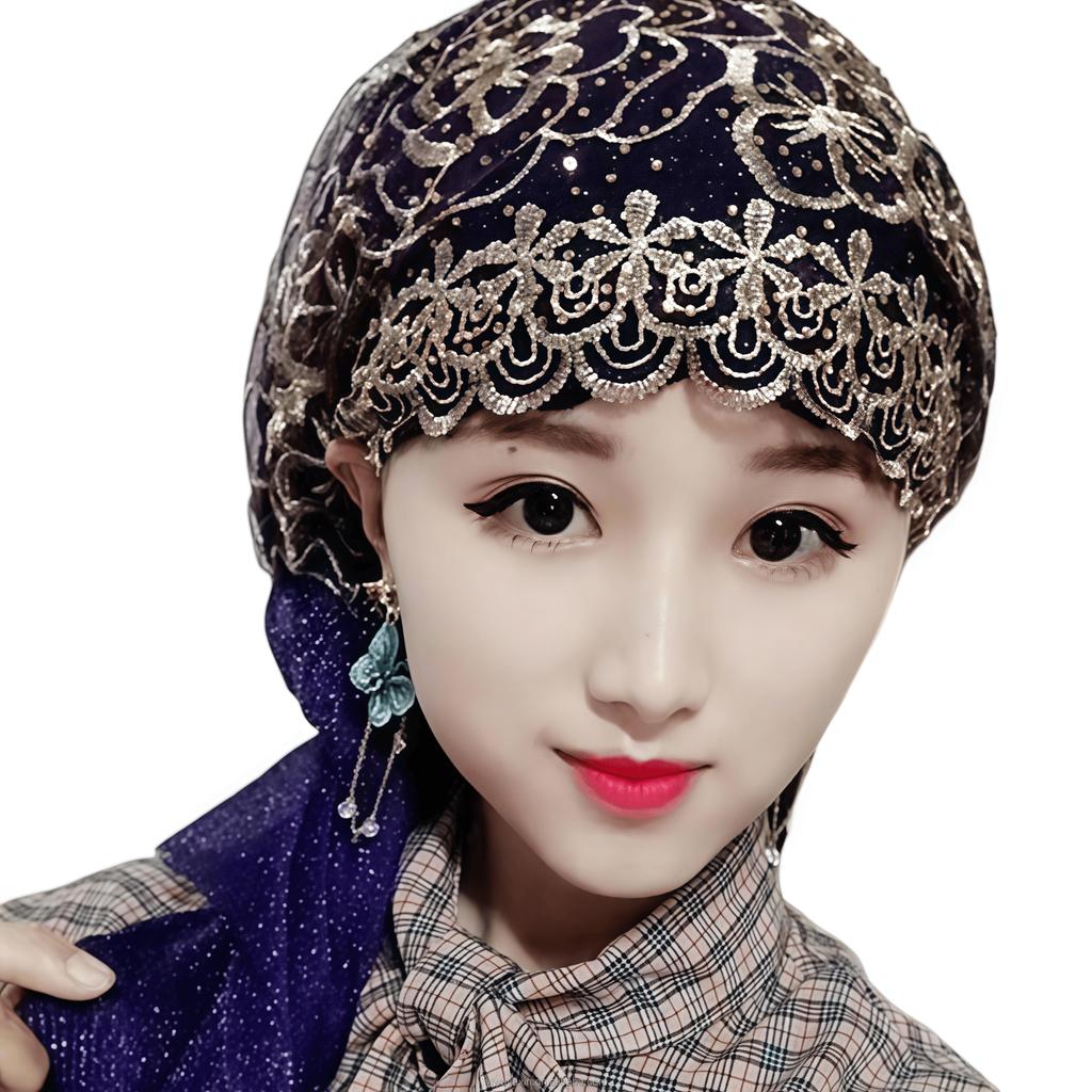 New Wide Brim Lace Muslim Women Instant Turban Bonnet Hat Islamic Arab Women's Head Wrap Hijab Breathable Eco-Friendly