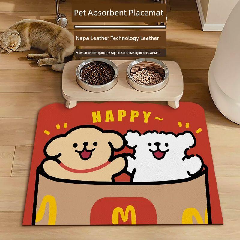

Puppy Dog Cat Placemat Pet Supplies Drinking Water Rice Bowl Absorbent Anti-Sprinkling Mat Quick-Drying Scrub Cat Mat 30x40cm LS50(1)