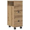 Narrow Bathroom Cabinet with Casters Artisan Oak Finish Particleboard