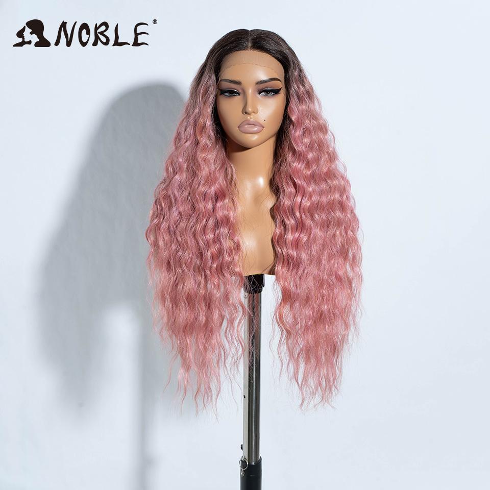 Noble Synthetic Lace Front Wig Long Wavy Ombre Blonde Wig Red Wigs Lace Part Synthetic Lace Wigs For Women Lace Front Wigs